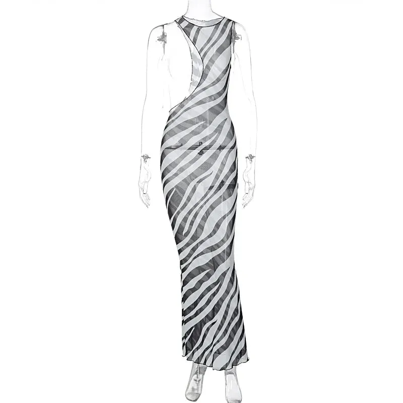 2024 Striped Long Beach Dress Cover-Ups Vacation Summer Dress Women