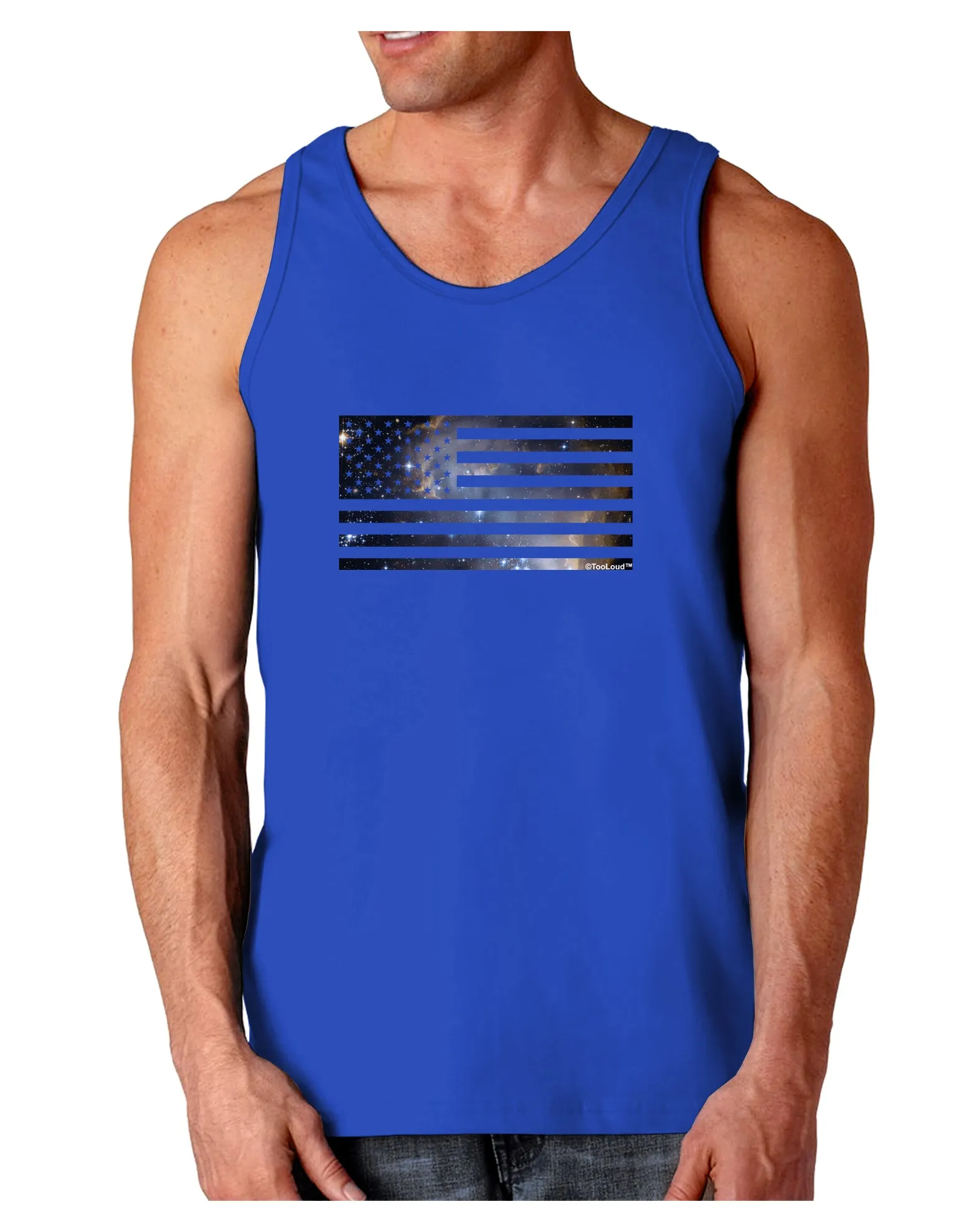American Flag Galaxy Dark Loose Tank Top  by TooLoud