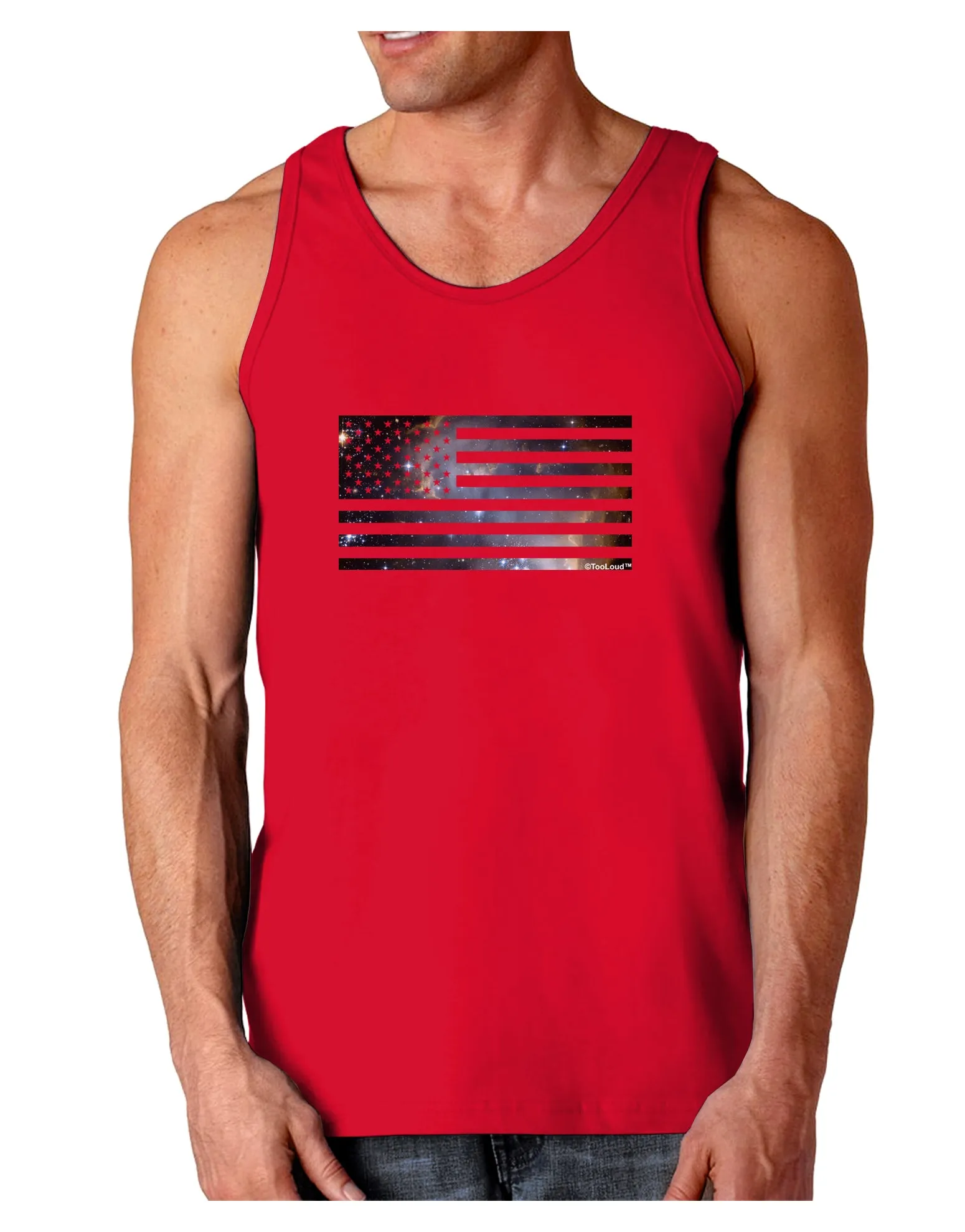 American Flag Galaxy Dark Loose Tank Top  by TooLoud