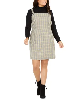 Be Bop Women's Plus Size Trendy Plaid Jumper Dress Yellow Size 2X