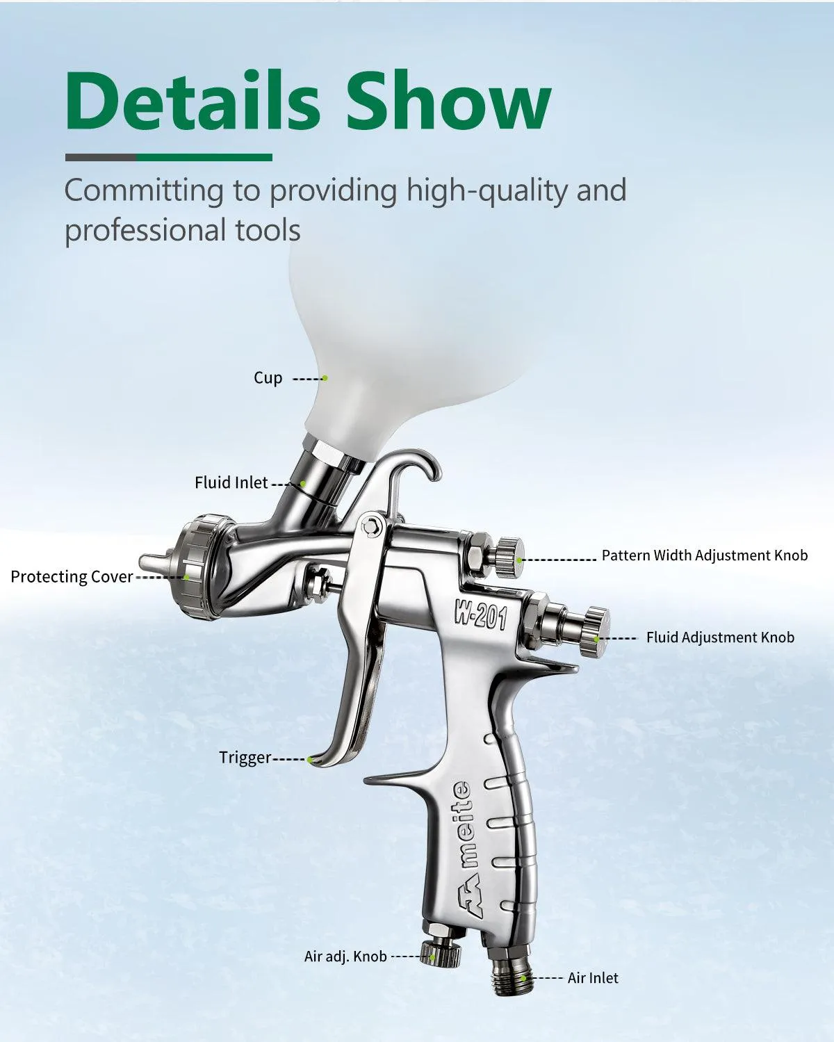 (Buy 1 get 1 free) 1.3 mm Nozzle Central Cup Gravity Type Spray Gun