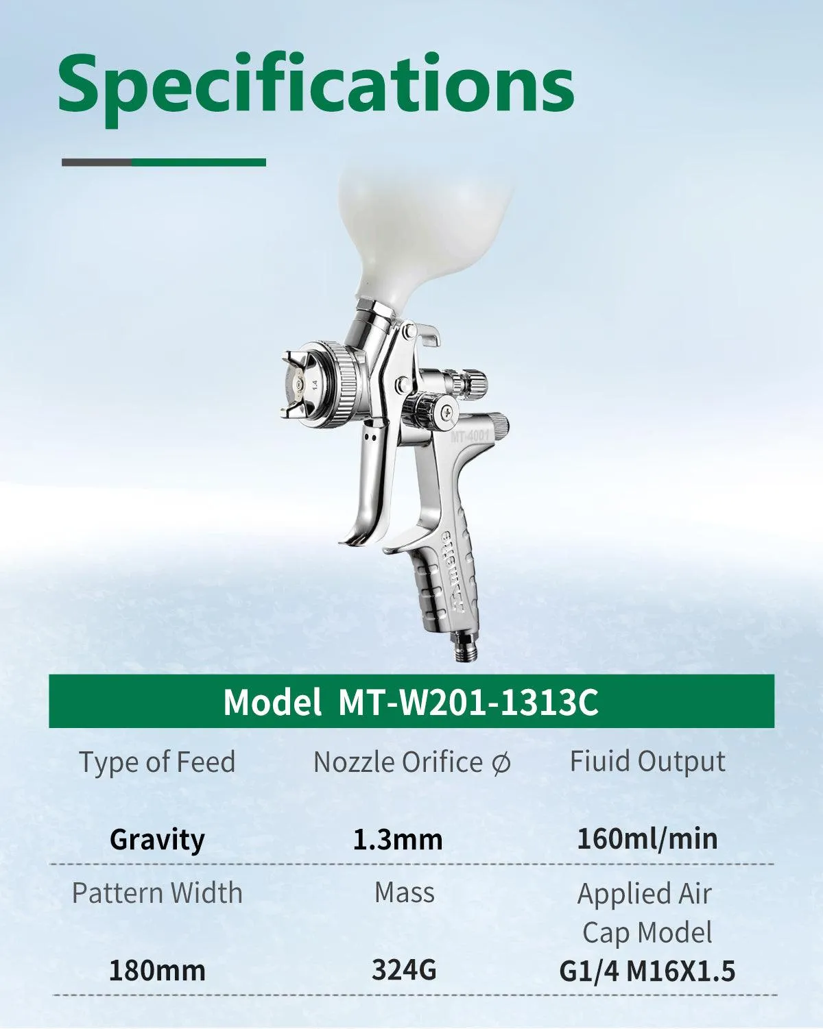 (Buy 1 get 1 free) 1.3 mm Nozzle Central Cup Gravity Type Spray Gun