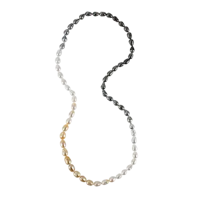 Color Graduation Necklace with Tahitian White and Golden South Sea Pearls
