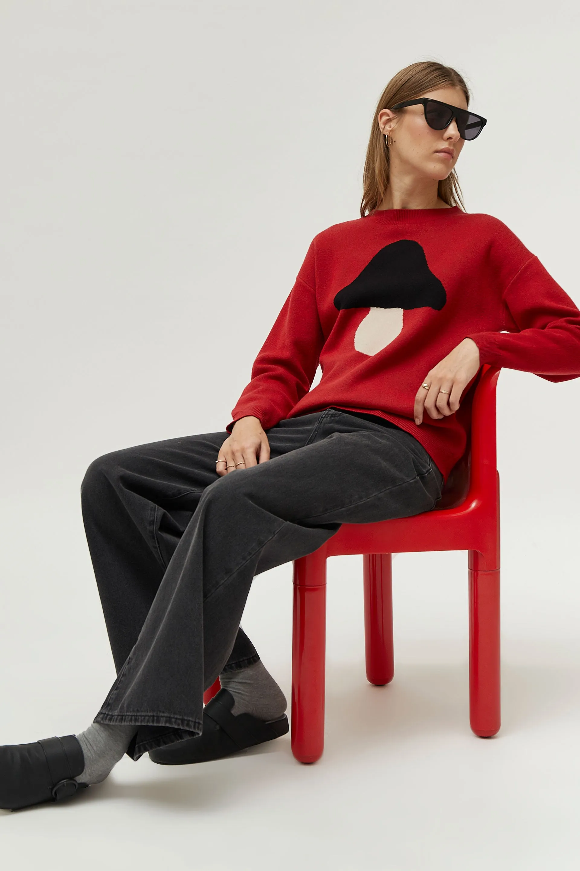 Compañia Fantastica - Red Knitted Mushroom Jumper