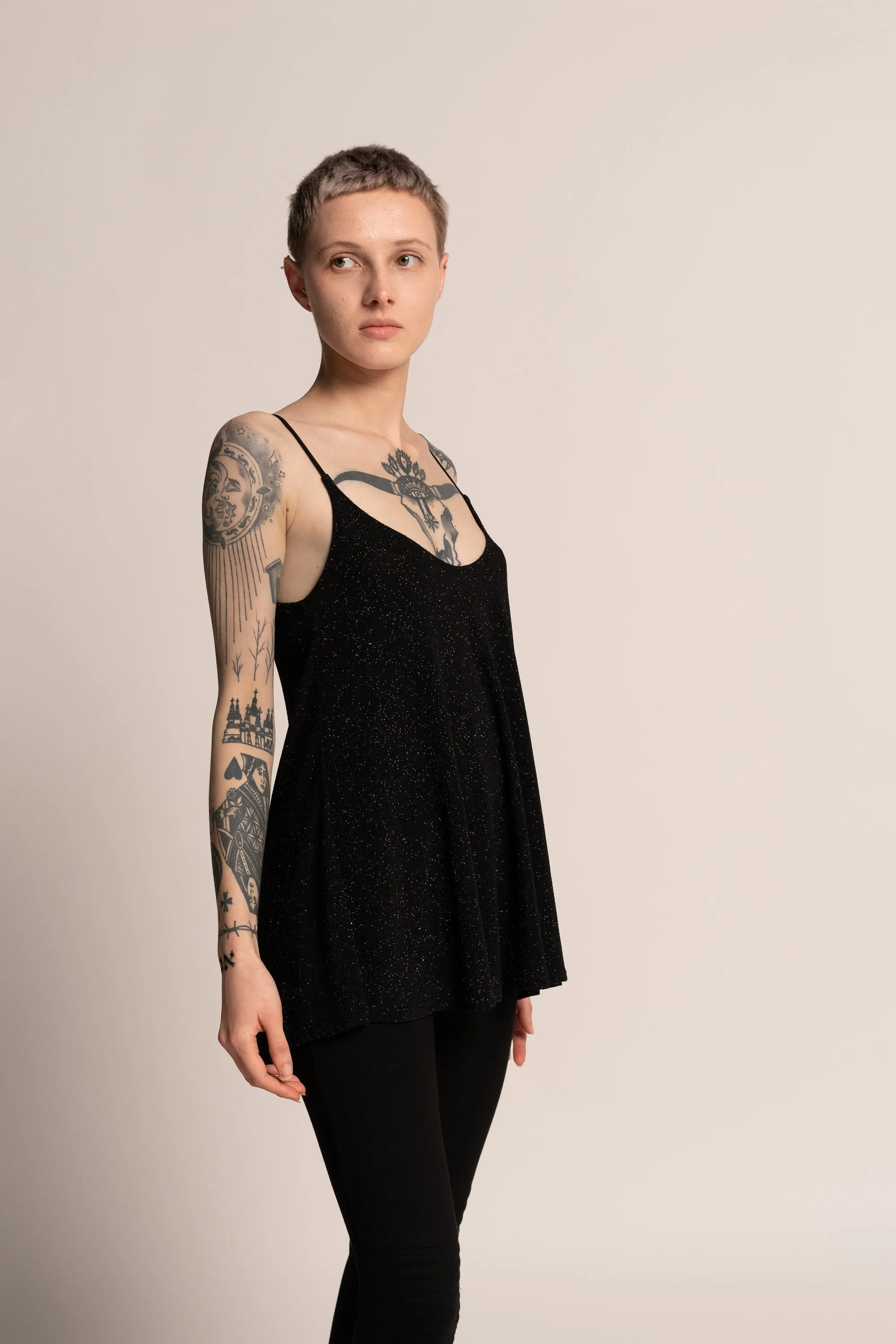 Evening Sparkly Black Tank Top