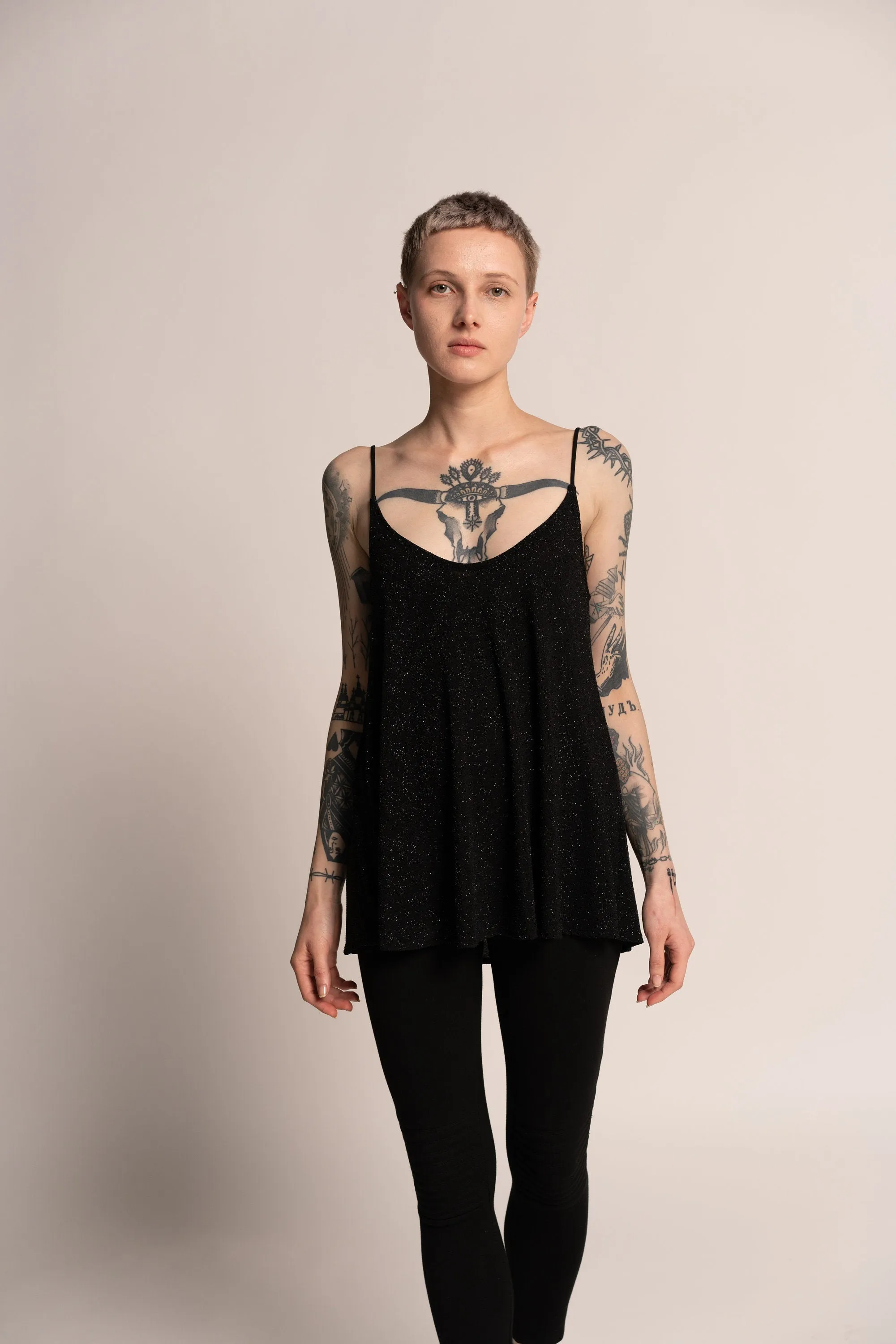 Evening Sparkly Black Tank Top