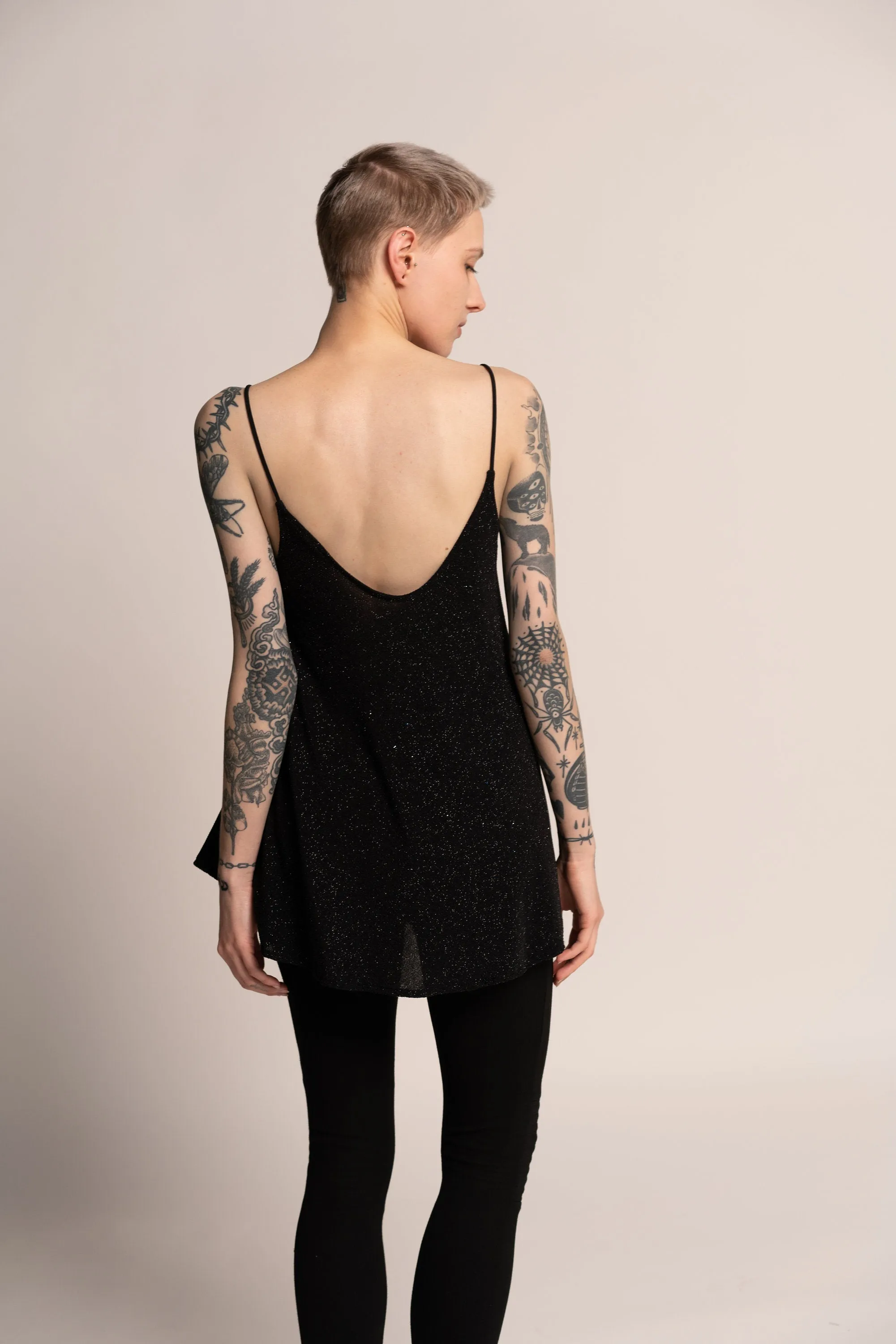 Evening Sparkly Black Tank Top
