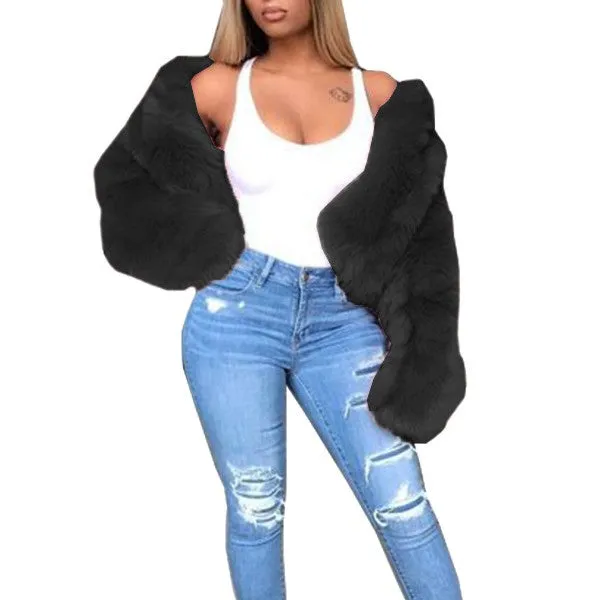 Fashion Rabbit Fur Pure Color Coat
