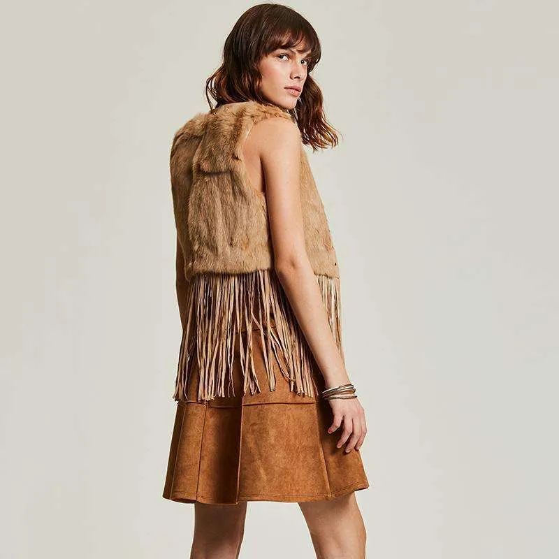 Faux Tasseled Ladies Vest