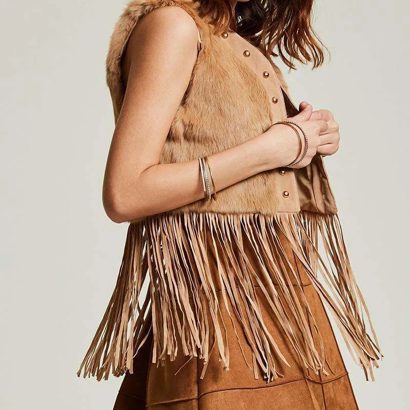 Faux Tasseled Ladies Vest