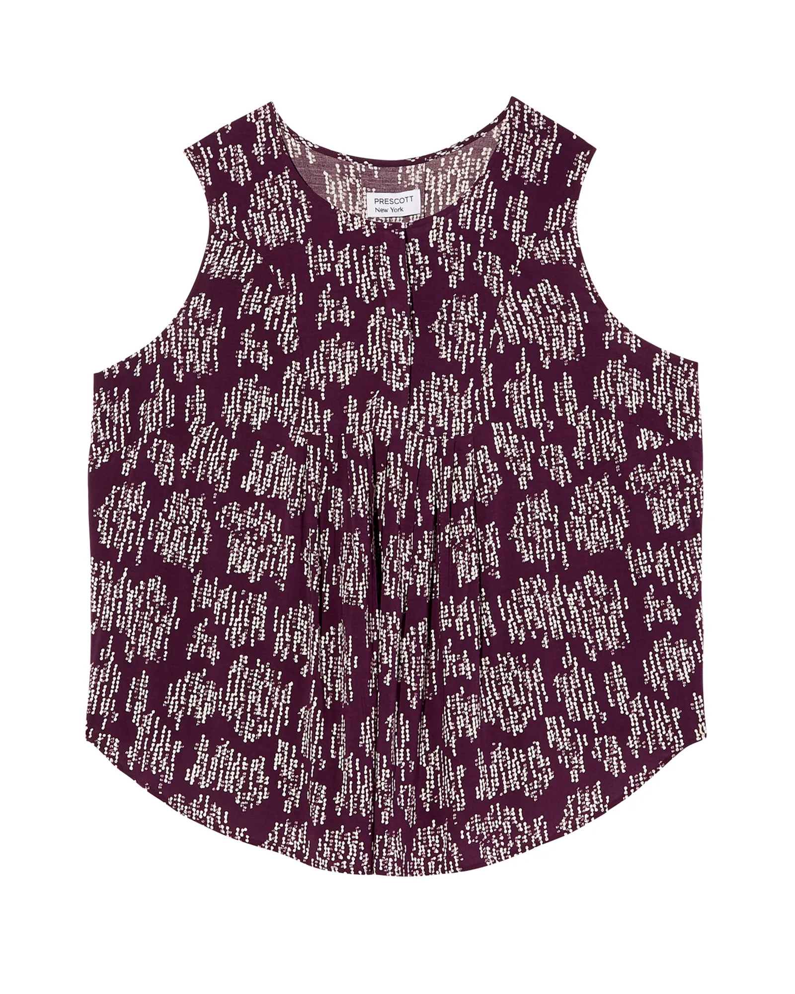 Honora Sleeveless Printed Blouse with Pleats | Purple