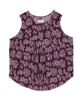 Honora Sleeveless Printed Blouse with Pleats | Purple