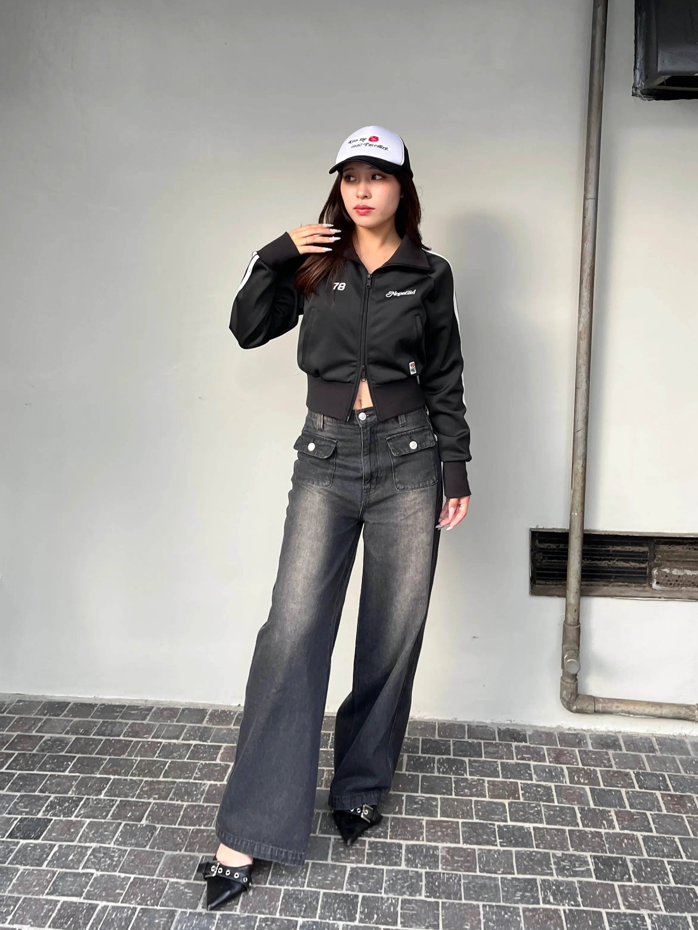 kiss stand collar track jacket