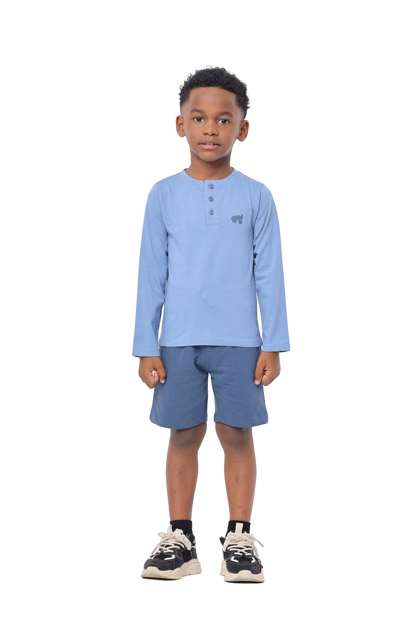 Long Sleeve Toddler Boys Henley T-Shirt Pack of 3 made of Pure Cotton Fabric