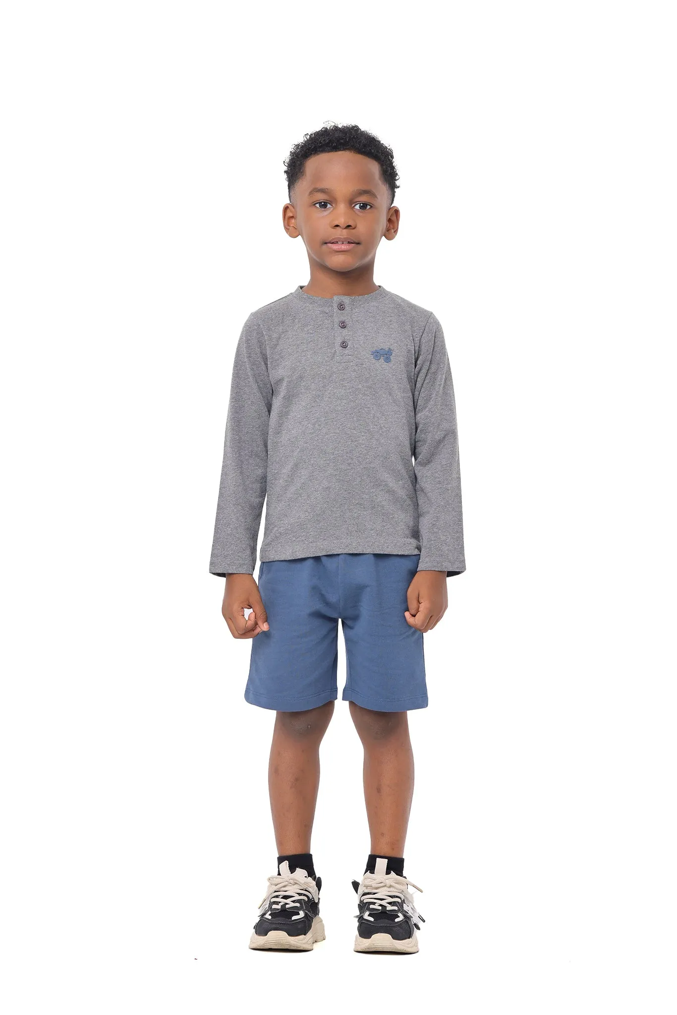 Long Sleeve Toddler Boys Henley T-Shirt Pack of 3 made of Pure Cotton Fabric
