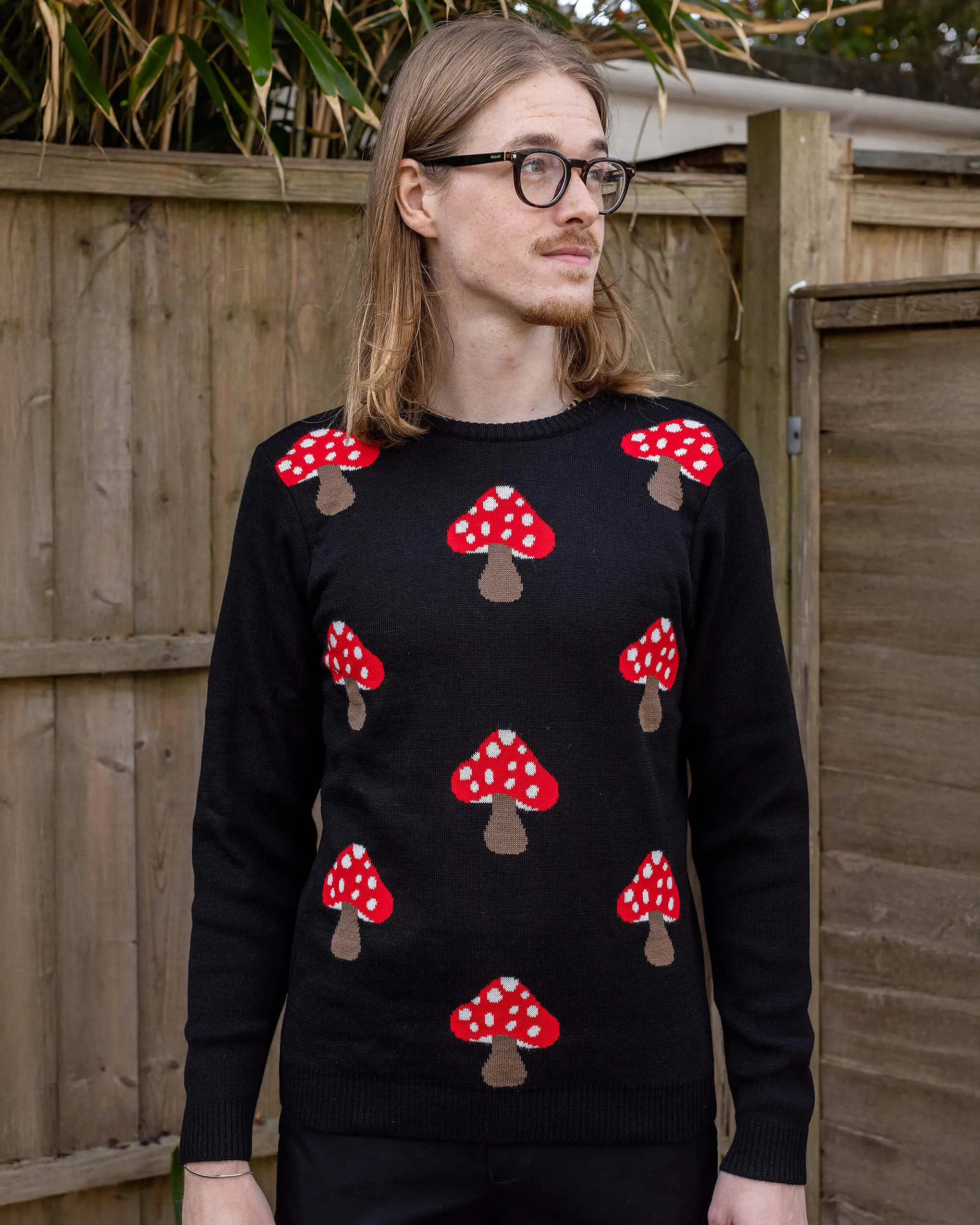 Mushroom Print Black Jumper