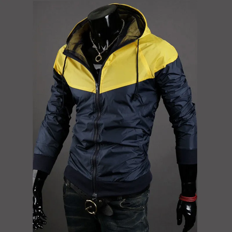 New style fashion mens hooded coats casual active Jacket Color matching men windbreak jackets
