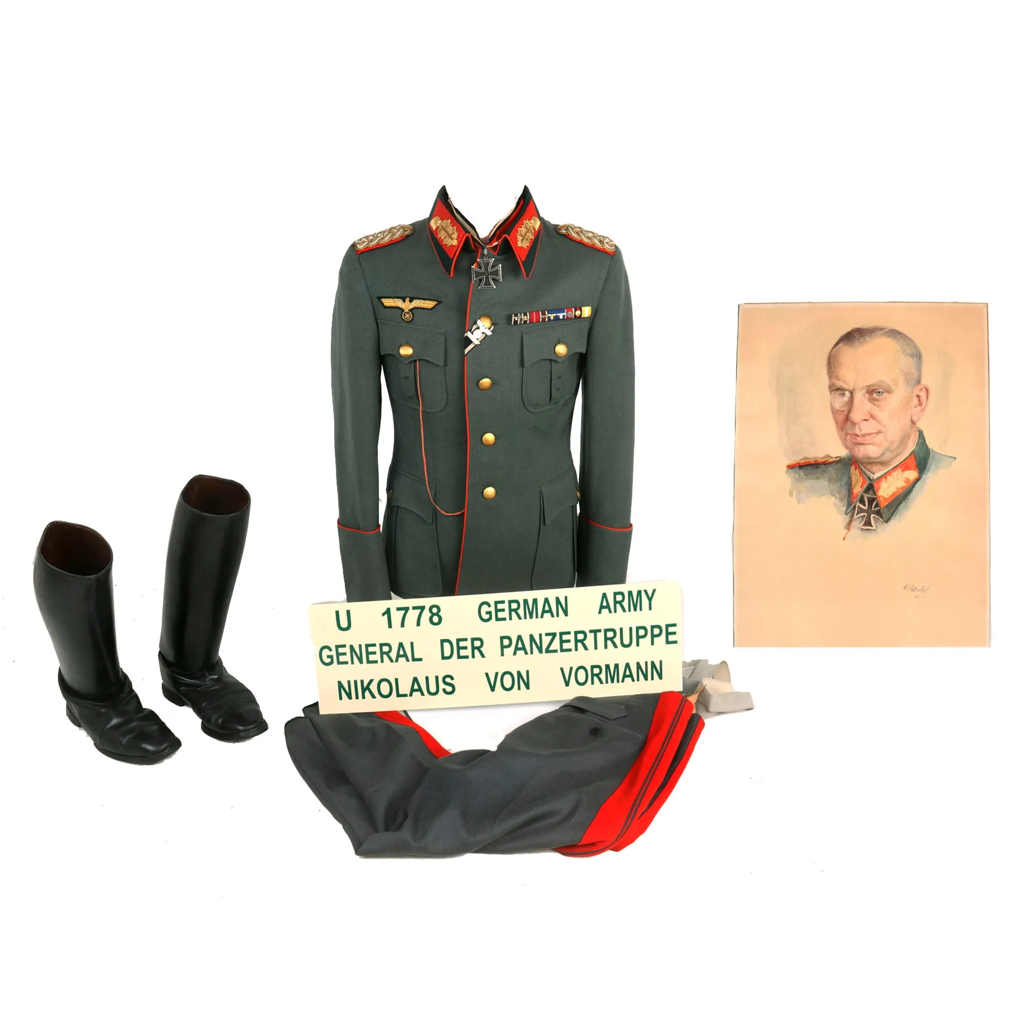 Original German WWII 23rd Panzer Div. & XLVII Panzerkorps Commander General der Panzertruppen Nikolaus von Vormann Uniform Set - Formerly Part of the A.A.F. Tank Museum
