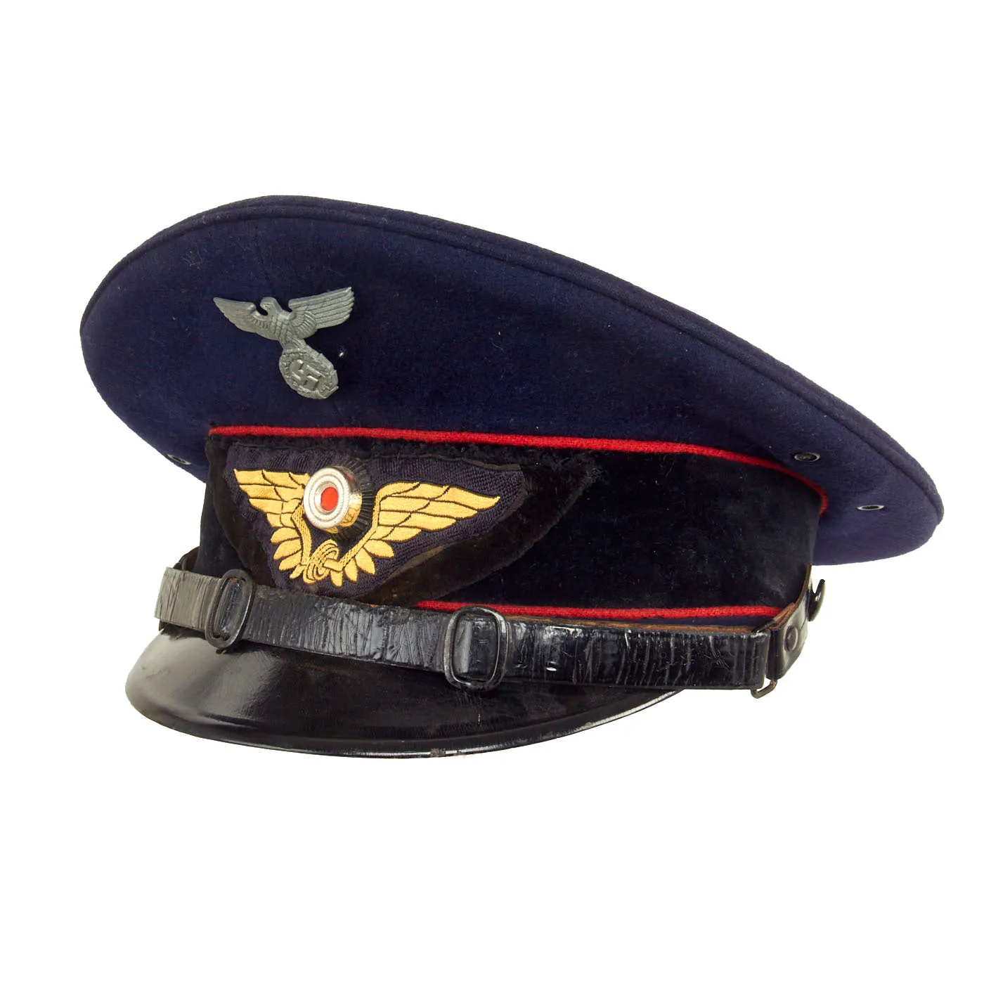 Original WWII German Deutsche Reichsbahn Railway Official’s Schirmmütze Visor Cap with Winged Wheel Insignia
