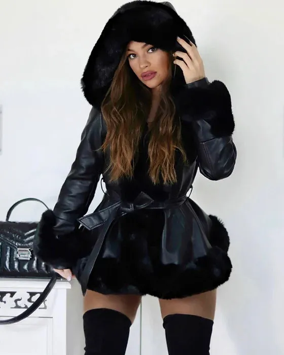 PREMIUM Butter Soft Faux Leather & Fur Coat