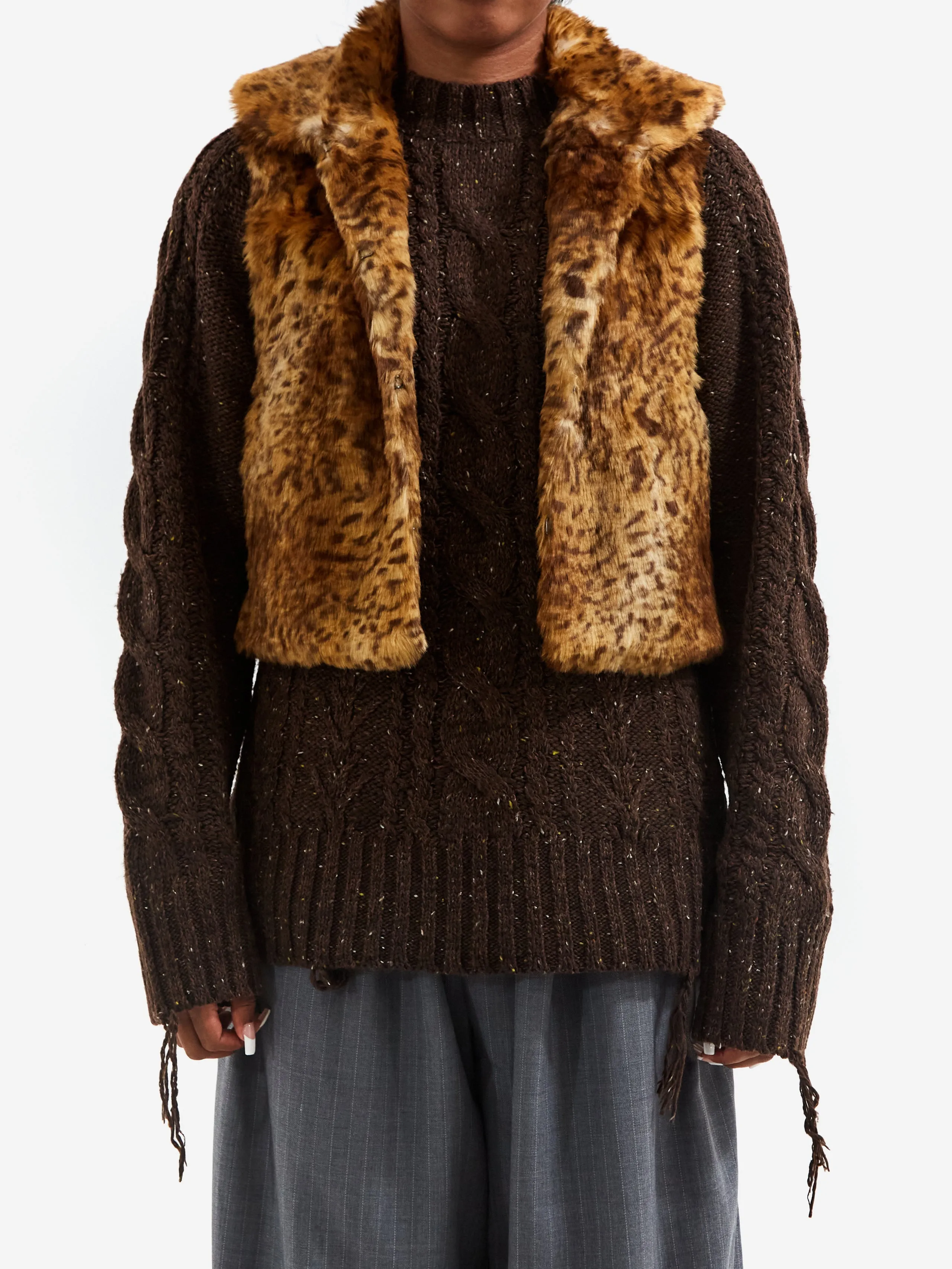 Rhodolirion Eco Fur Short Length Vest - Leopard