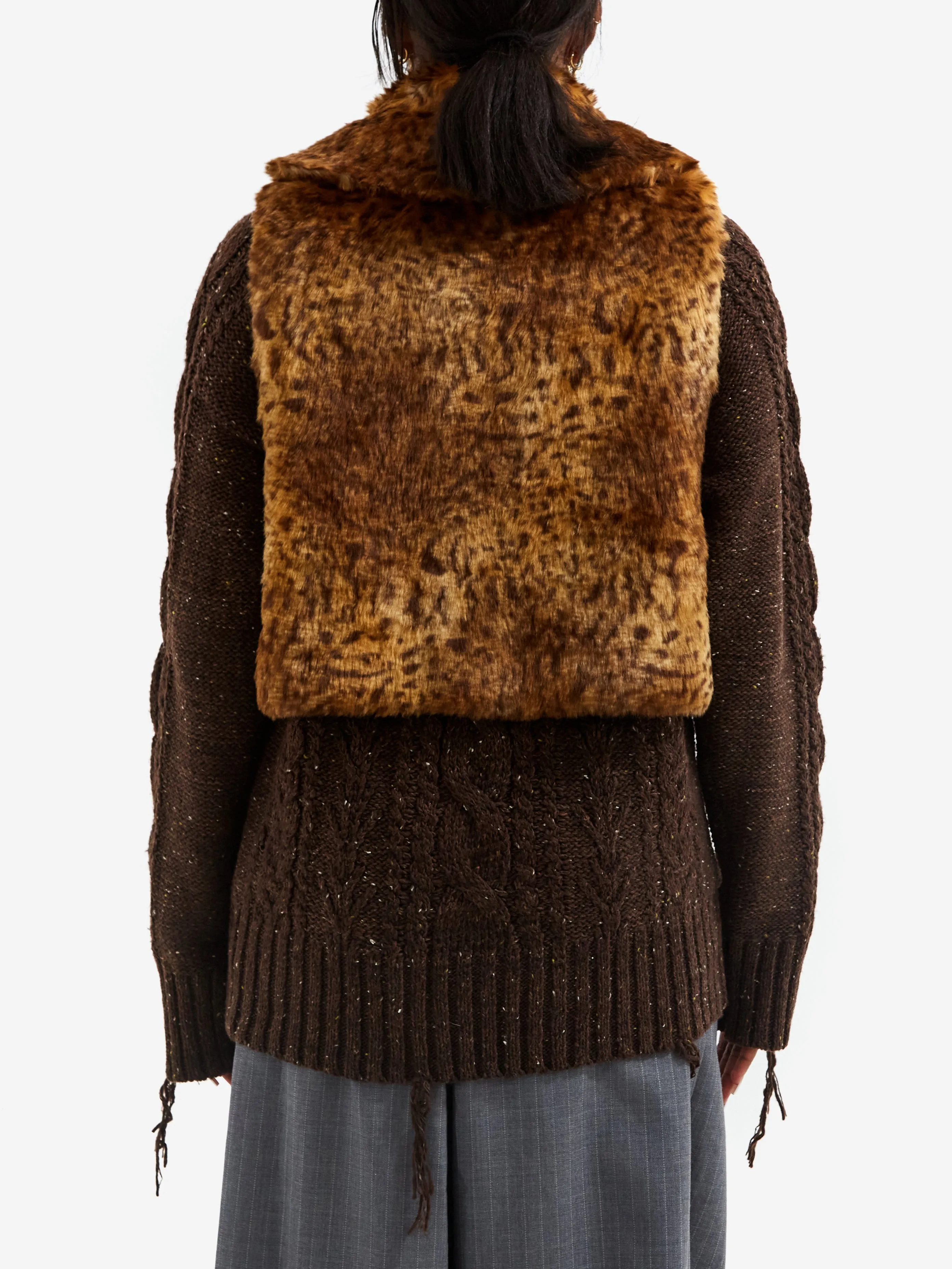 Rhodolirion Eco Fur Short Length Vest - Leopard