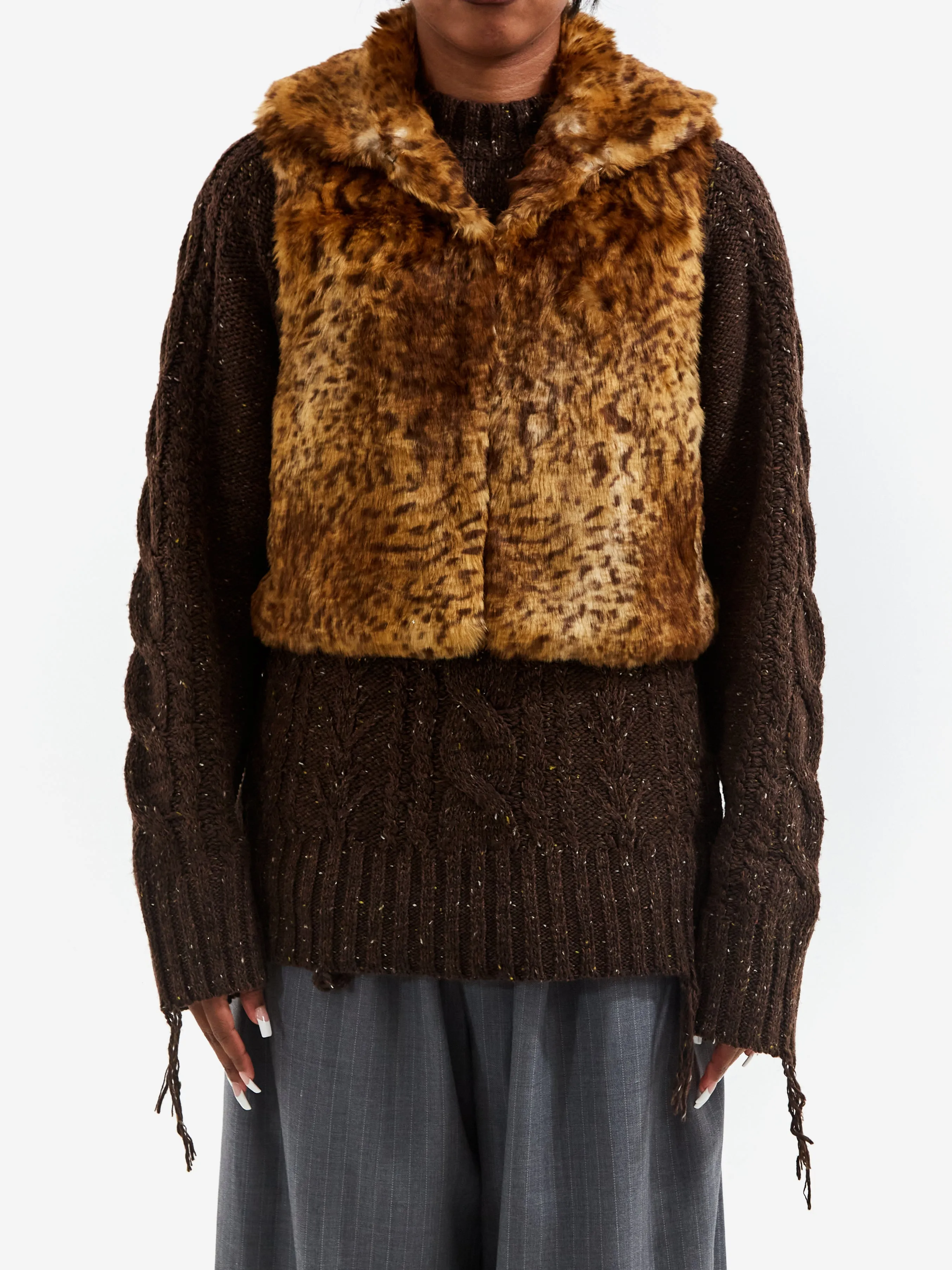 Rhodolirion Eco Fur Short Length Vest - Leopard
