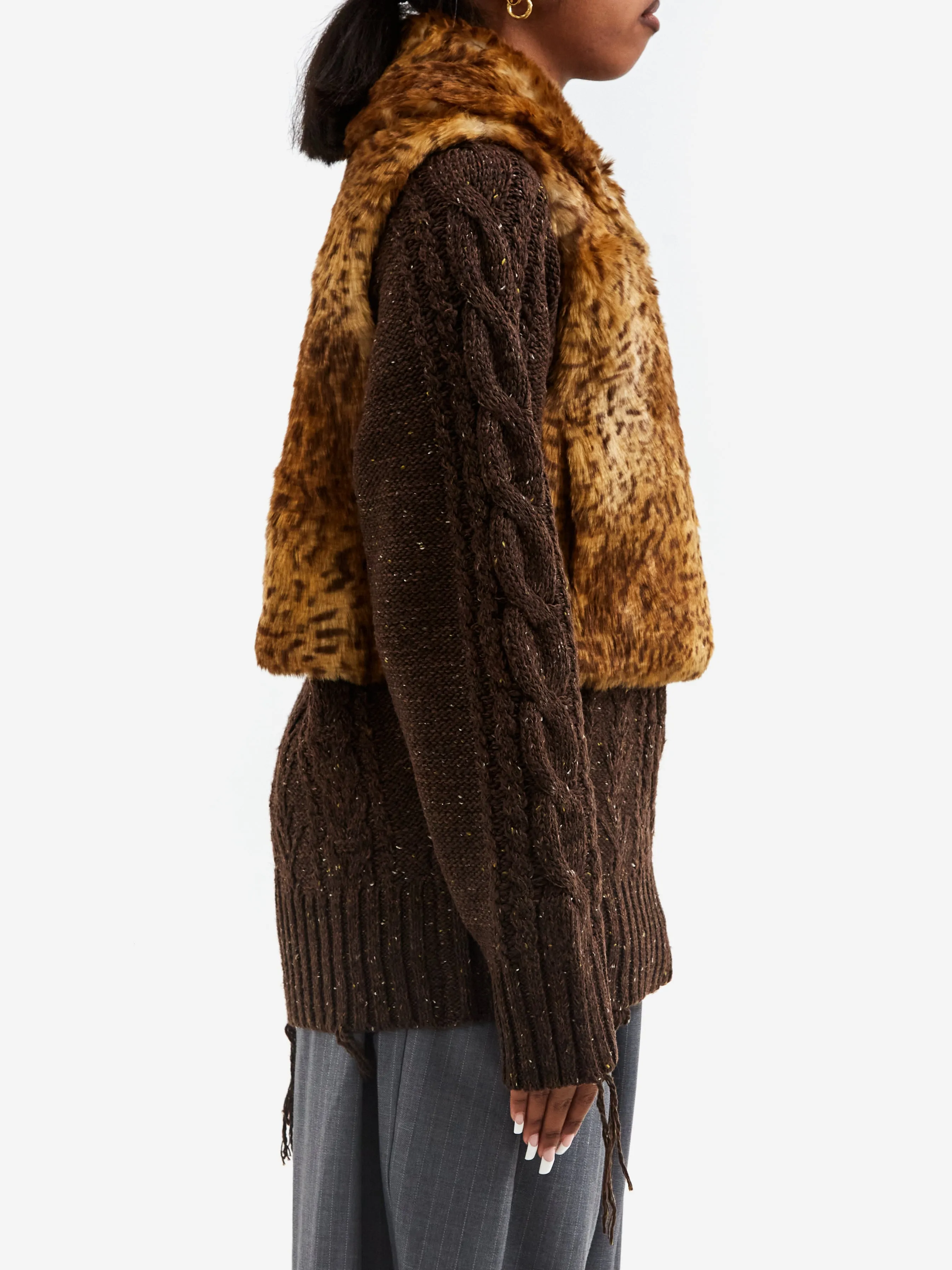 Rhodolirion Eco Fur Short Length Vest - Leopard