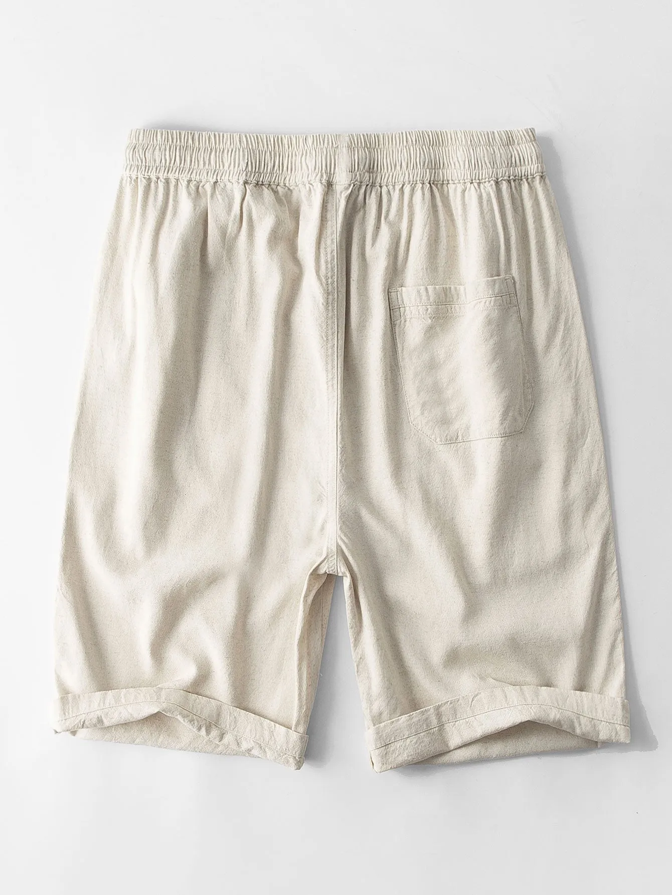 Short Sleeve Half Button Fly Henley Collar Shirt & Linen Cotton Blend 11" Shorts