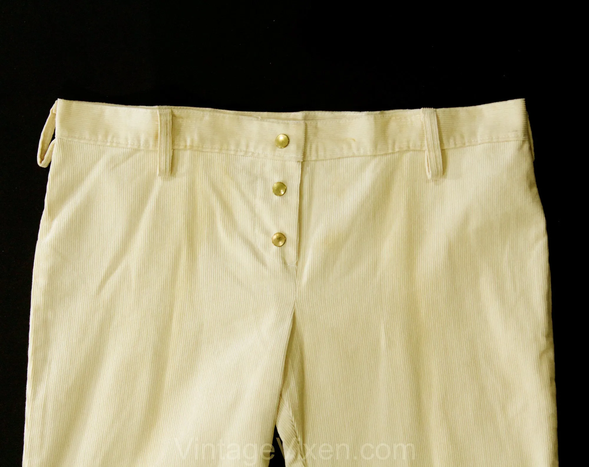 Size 10 Corduroy Bellbottom Pants - Ladies 1970s Low Rise Cotton Cord Trousers - 70s Hippie Light Tan Beige Bell Bottoms - NWT Deadstock