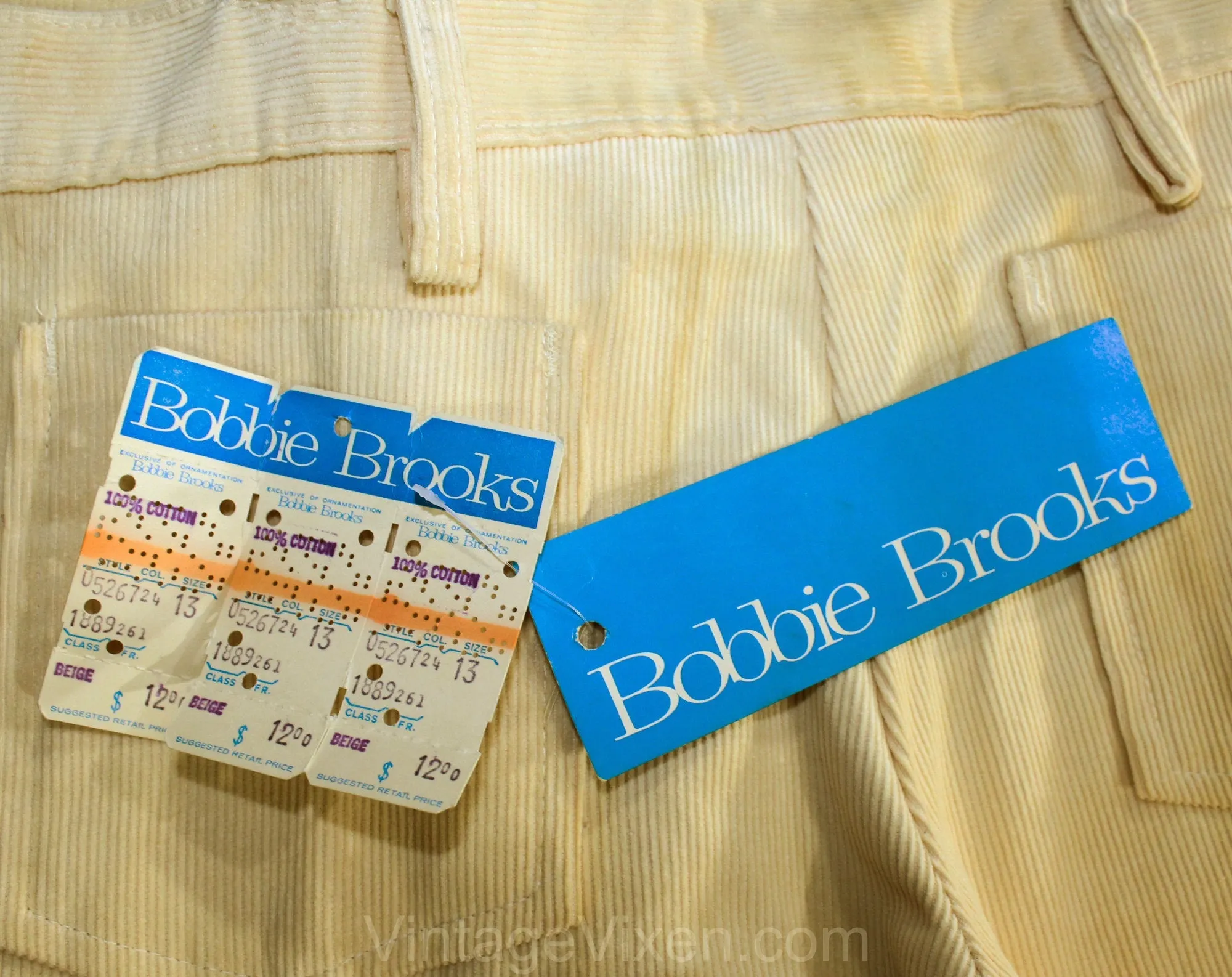 Size 10 Corduroy Bellbottom Pants - Ladies 1970s Low Rise Cotton Cord Trousers - 70s Hippie Light Tan Beige Bell Bottoms - NWT Deadstock