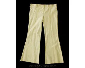 Size 10 Corduroy Bellbottom Pants - Ladies 1970s Low Rise Cotton Cord Trousers - 70s Hippie Light Tan Beige Bell Bottoms - NWT Deadstock