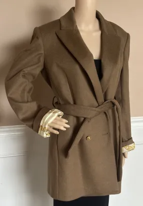 Versace Women’s Wool Camel Peacoat Coat 8 US (44) 1008405 Italy NWT $3100