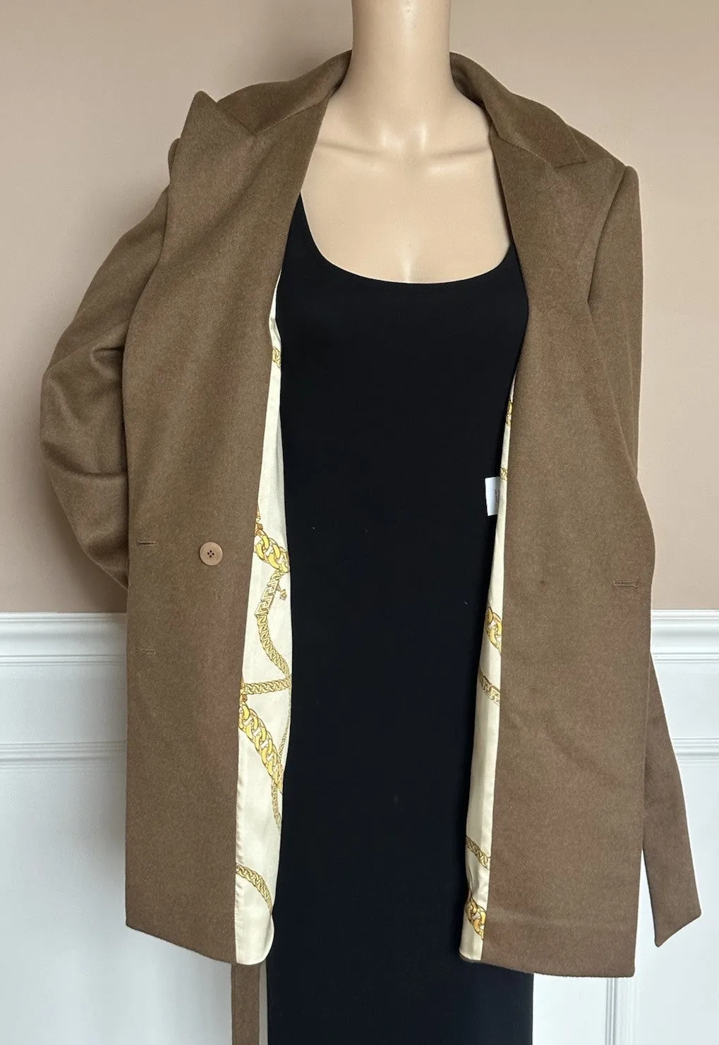 Versace Women’s Wool Camel Peacoat Coat 8 US (44) 1008405 Italy NWT $3100