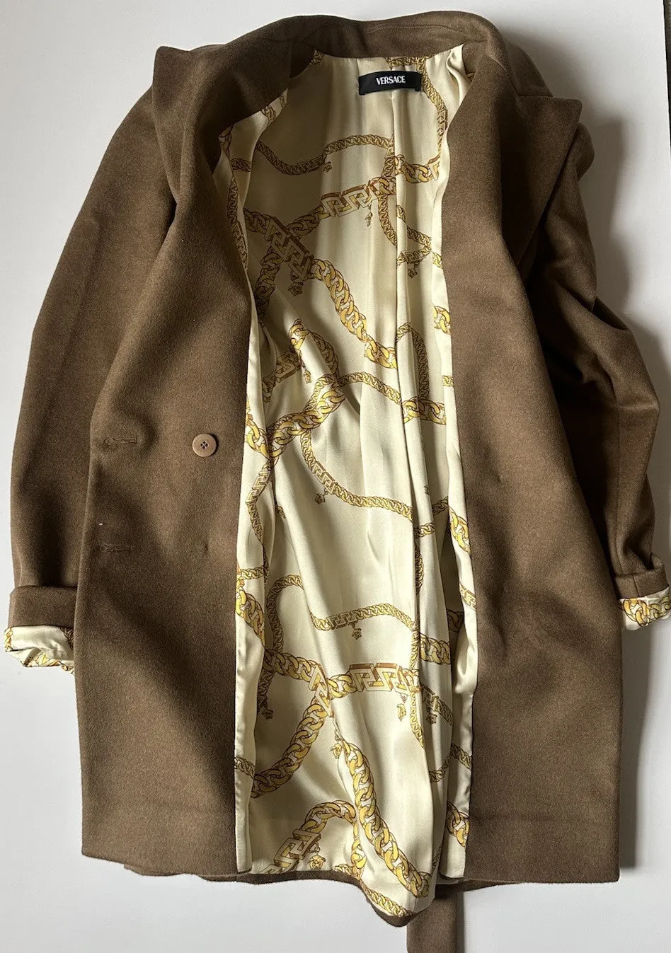 Versace Women’s Wool Camel Peacoat Coat 8 US (44) 1008405 Italy NWT $3100