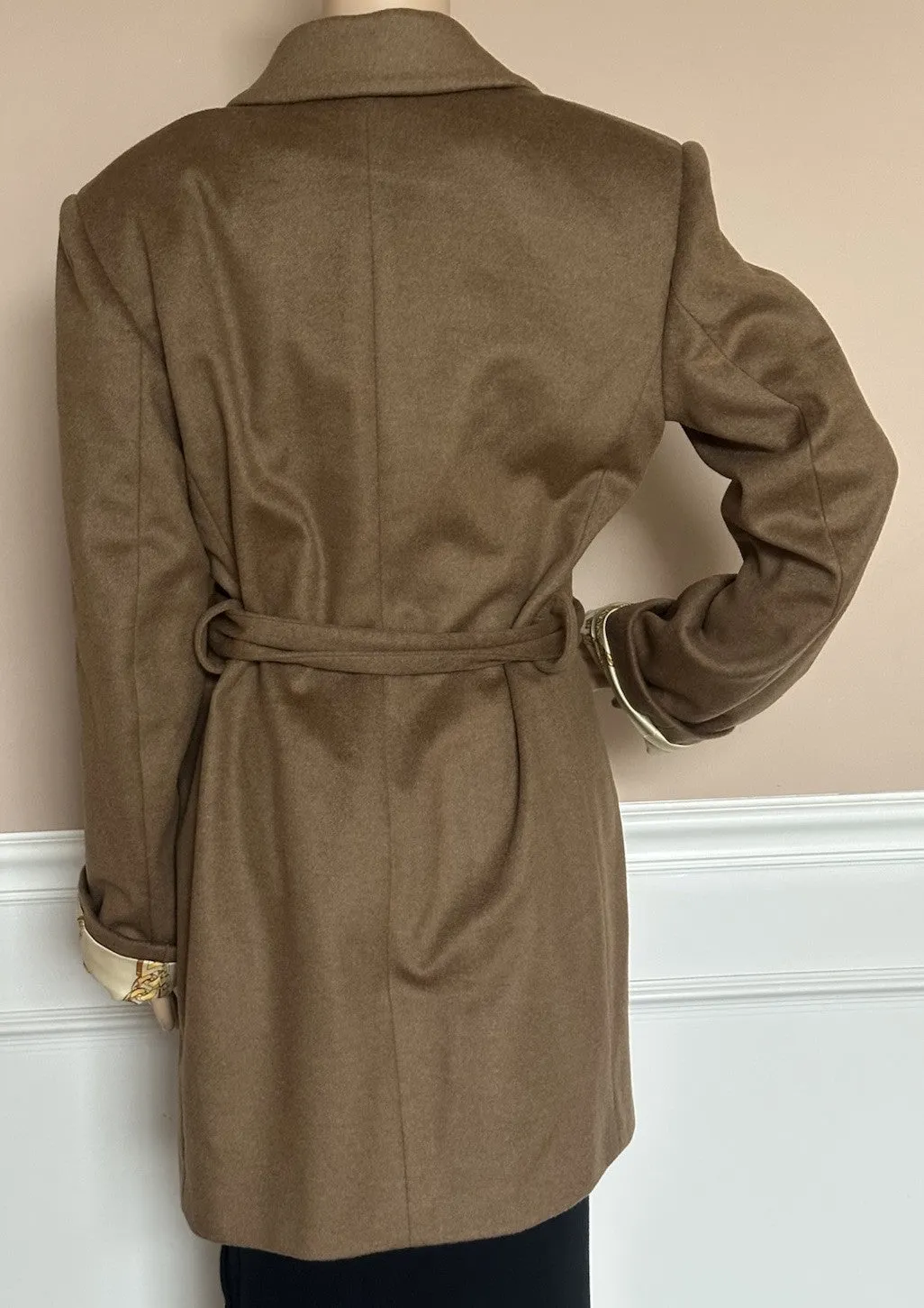 Versace Women’s Wool Camel Peacoat Coat 8 US (44) 1008405 Italy NWT $3100