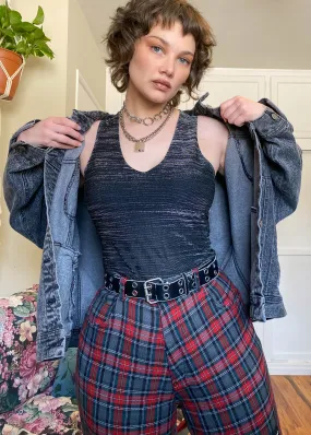 Vintage Black/Silver Glisten Cropped Tank - M/L/XL