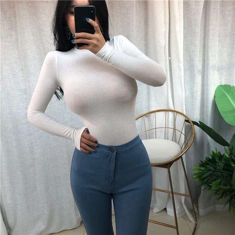 Wjczt Thin Summer Top Sexy T Shirt Women 2020 Elasticity T-Shirt Korean Style Woman Clothes Slim Tshirt Female Casual Long Sleeve Tops