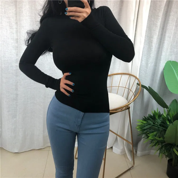 Wjczt Thin Summer Top Sexy T Shirt Women 2020 Elasticity T-Shirt Korean Style Woman Clothes Slim Tshirt Female Casual Long Sleeve Tops