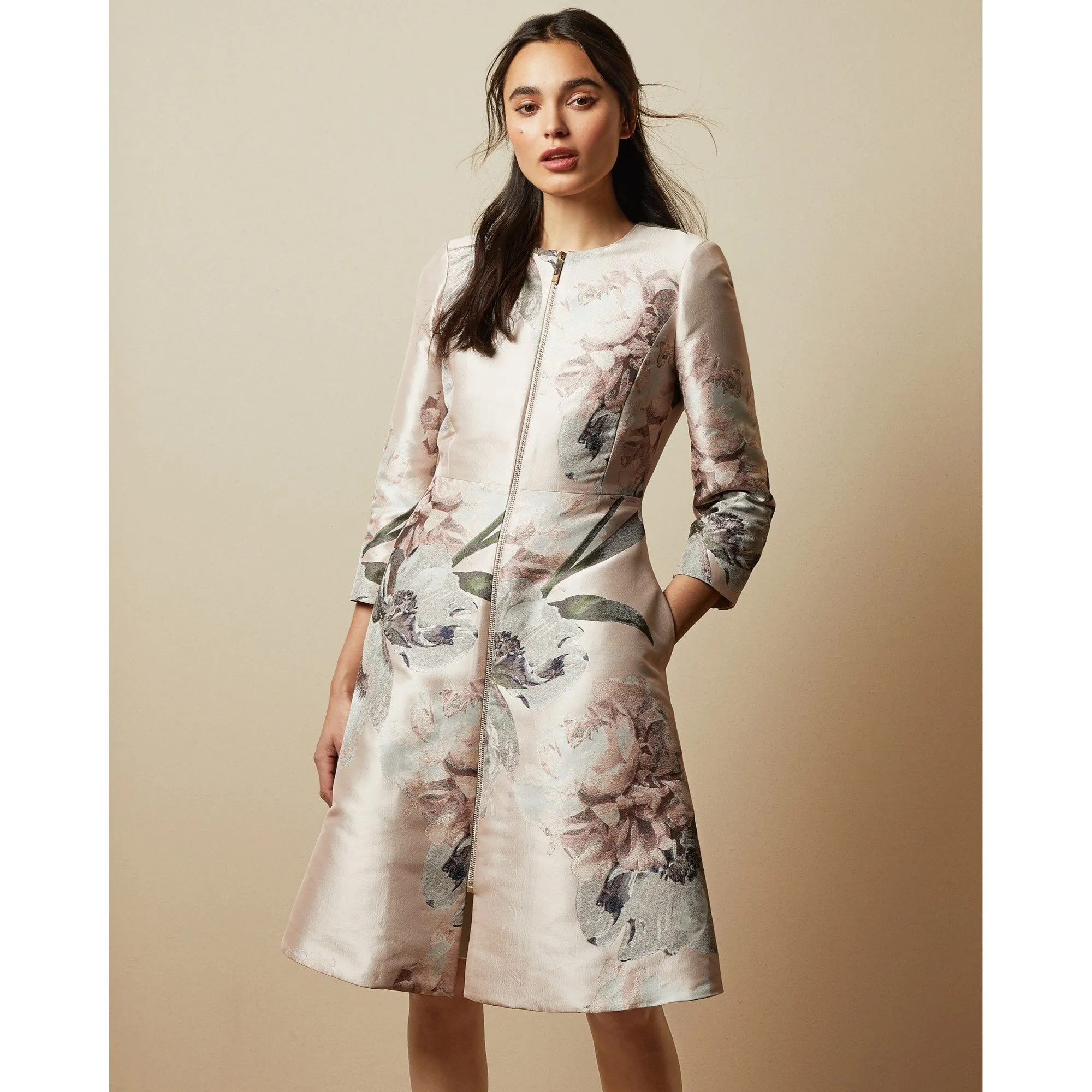 Women Coniiey-Woodland Print Dress Coat - Pl-Pink